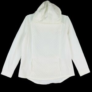 (NEW/Stain) St John's Bay Women's Pullover Ivory Fleece Hoodie Sweatshirt Size M